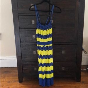 Missoni blue and yellow zigzag print dress